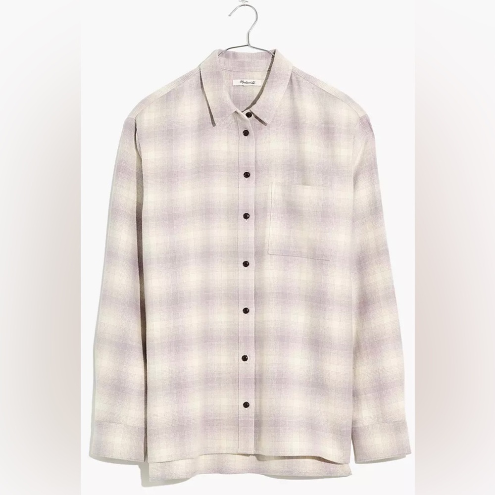 MADEWELL Flannel Oversized Ex-Boyfriend Shirt in Natural Dye Plaid